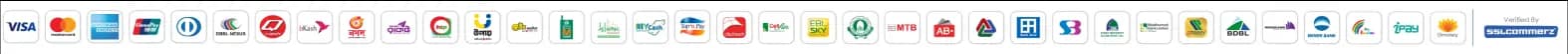 Accepted payment methods - bKash, SSLCommerz, Visa, Mastercard